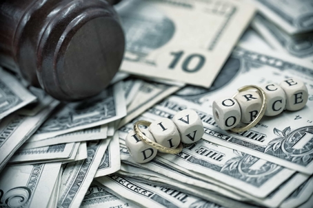 Divorce Spelled in Dice Over Money with Gavel